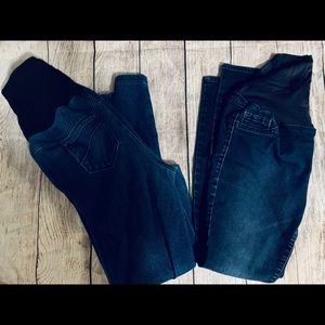 Two pairs of size small maternity jeans